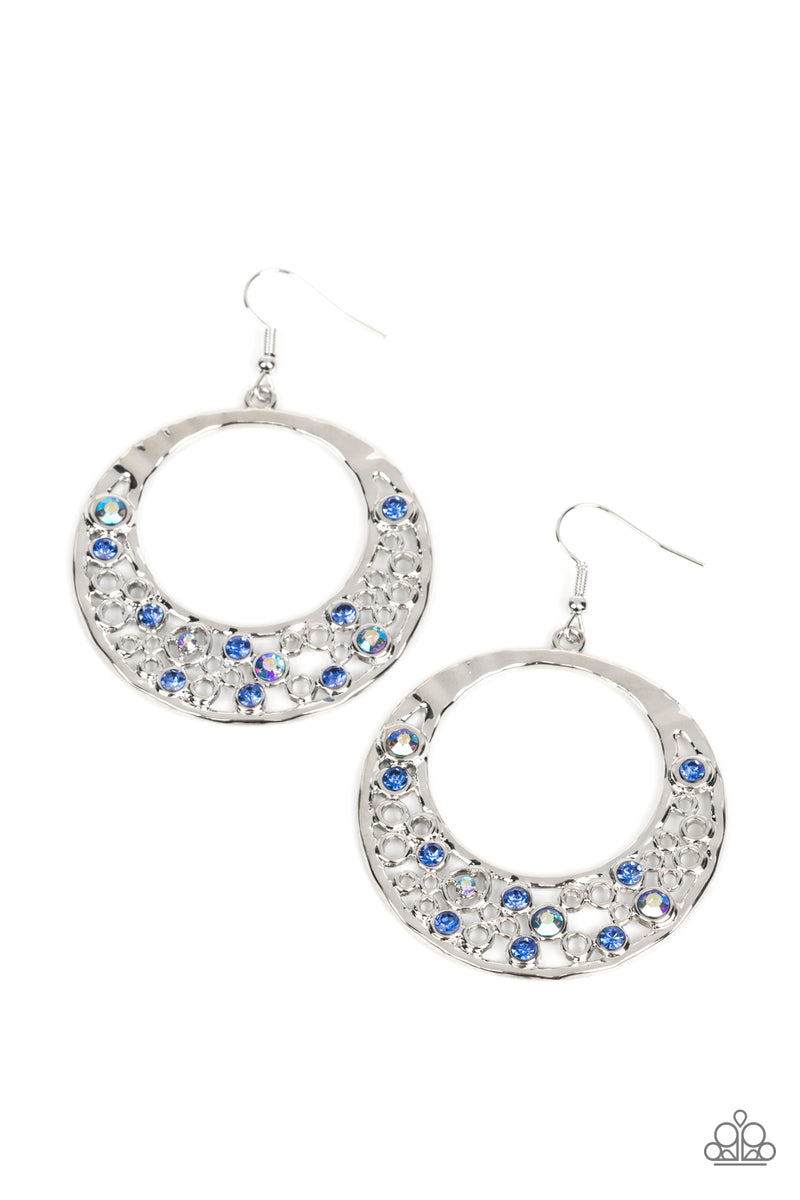 Reflective Rhinestones - White and Silver Earrings - Paparazzi Accessories