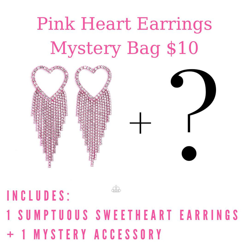 Pink Heart Earrings Mystery Bag $10! Sumptuous Sweethearts Pink Earrings