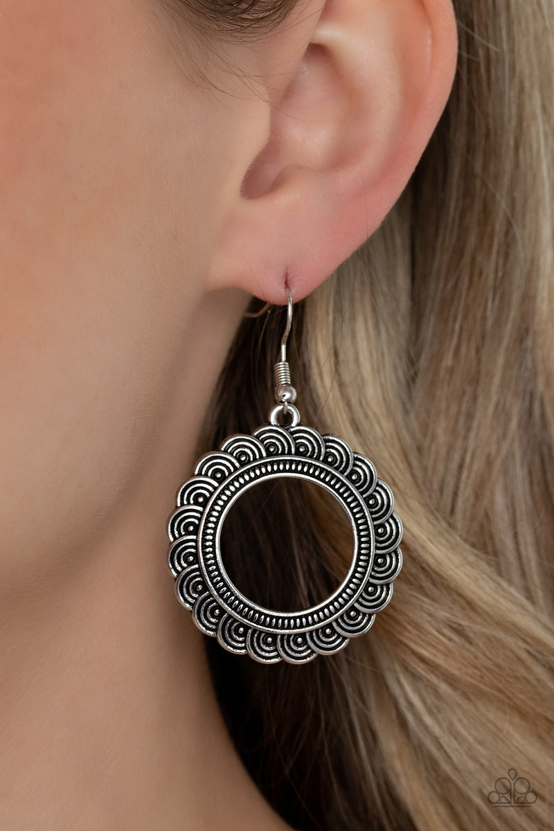 Mayan Mardi Gras - Silver Earrings - Paparazzi Accessories