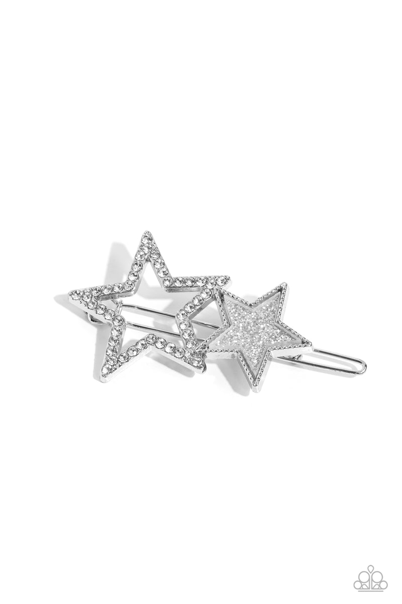 five-dollar-jewelry-stellar-shine-silver-hair clip-paparazzi-accessories