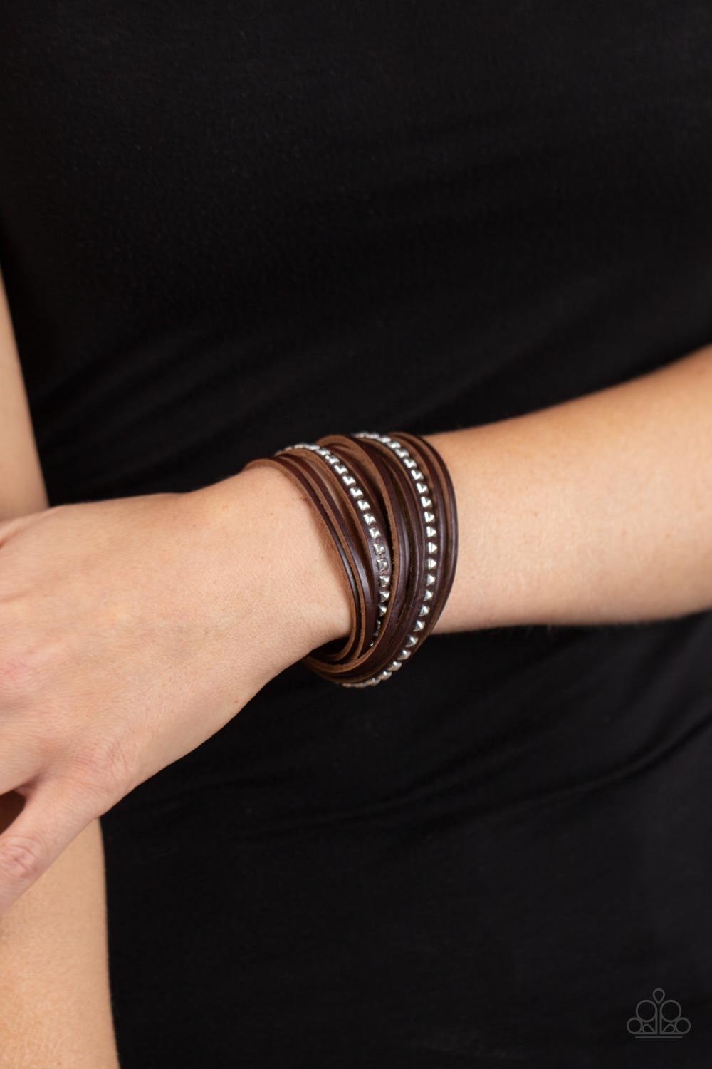 Studded Sensation - Brown Bracelet - Paparazzi Accessories