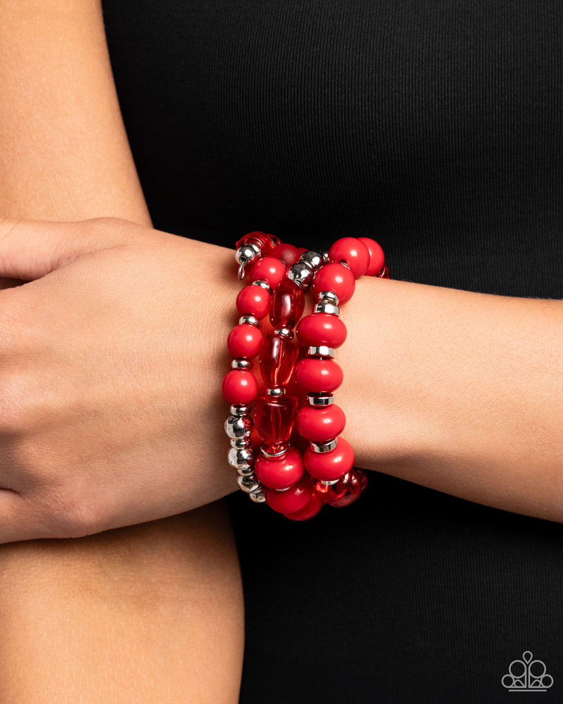 Colorful Charade - Red Bracelet - Paparazzi Accessories