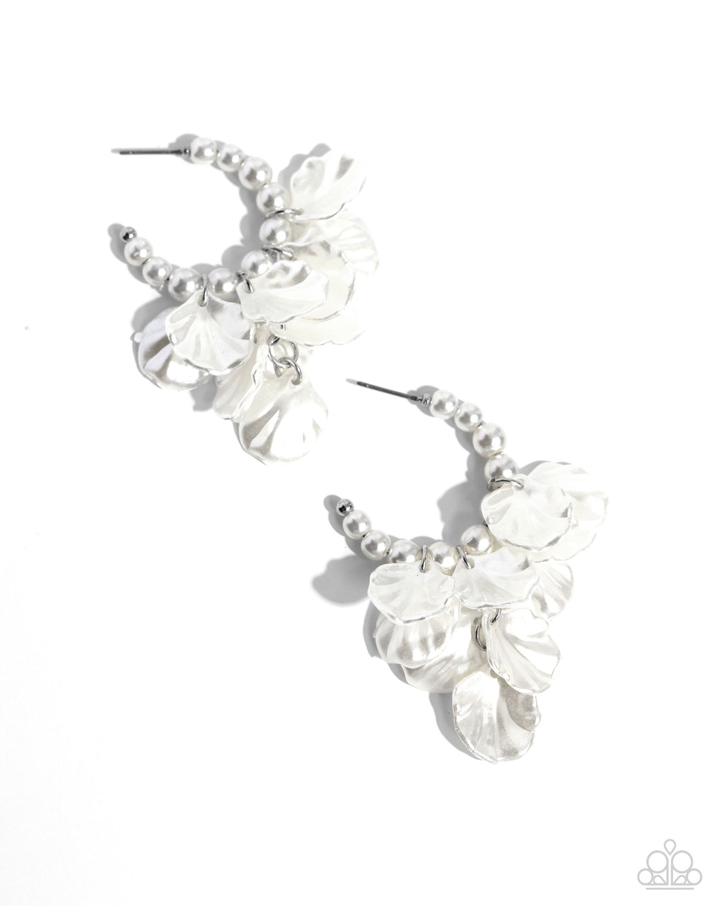 five-dollar-jewelry-frilly-feature-white-earrings-paparazzi-accessories
