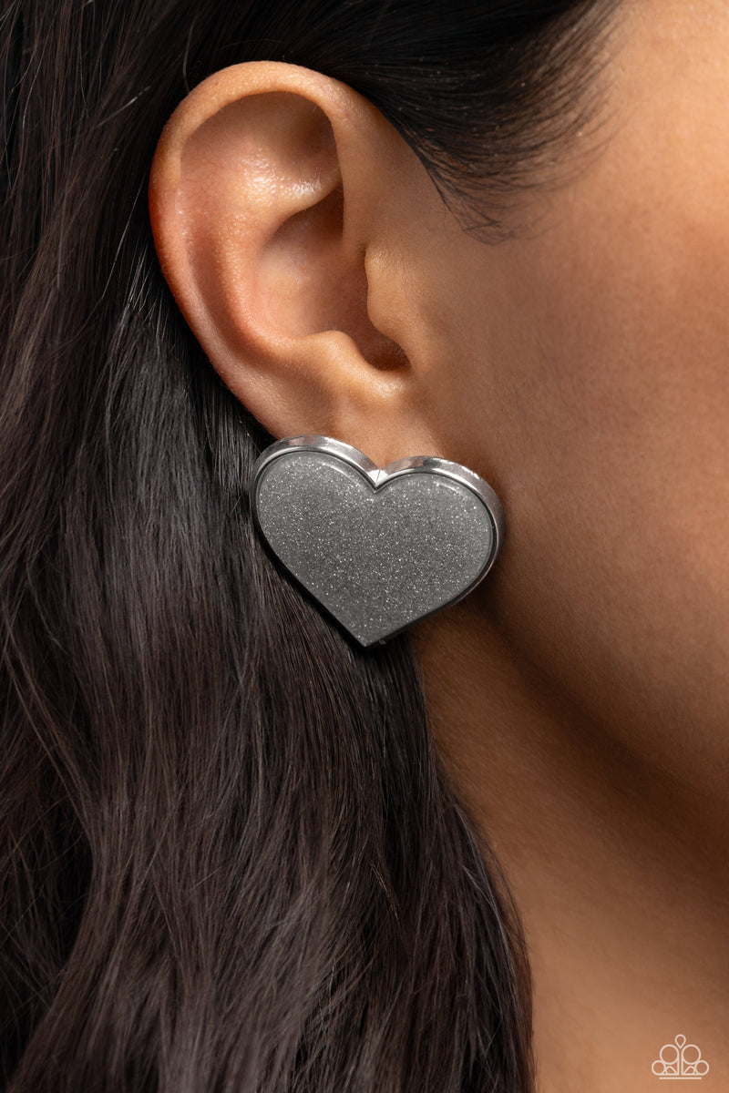 Glitter Gamble - Silver Post Earrings - Paparazzi Accessories