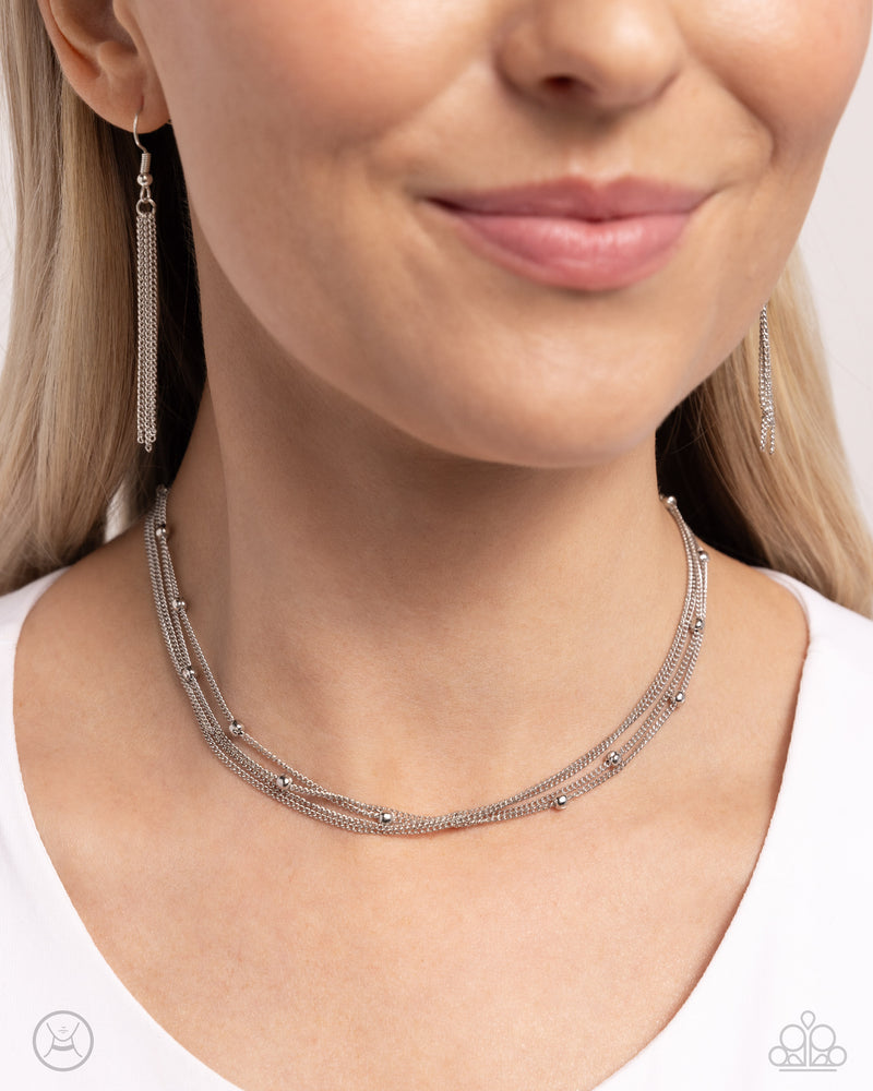 Satellite Strands - Silver Necklace - Paparazzi Accessories