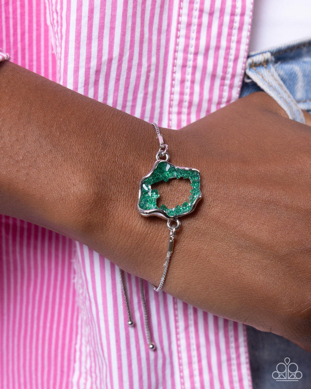 Geode Greeting - Green Bracelet - Paparazzi Accessories