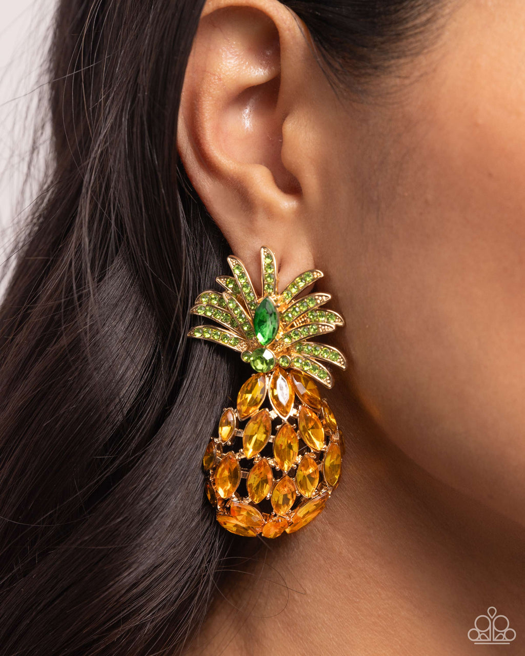 Pineapple Pizzazz - Yellow Post Earrings - Paparazzi Accessories