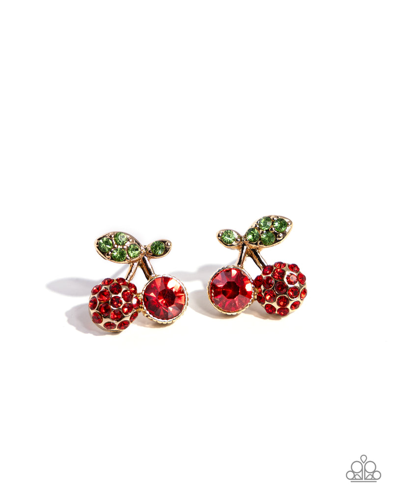 five-dollar-jewelry-cherry-candidate-gold-post earrings-paparazzi-accessories