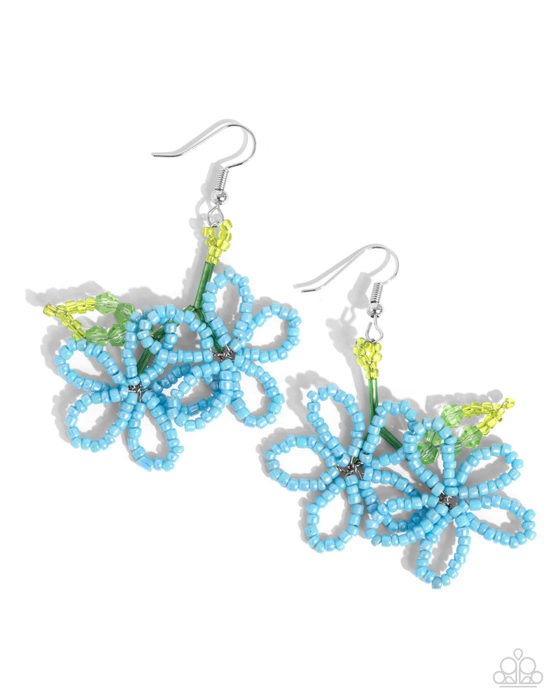 five-dollar-jewelry-beaded-blooms-blue-earrings-paparazzi-accessories