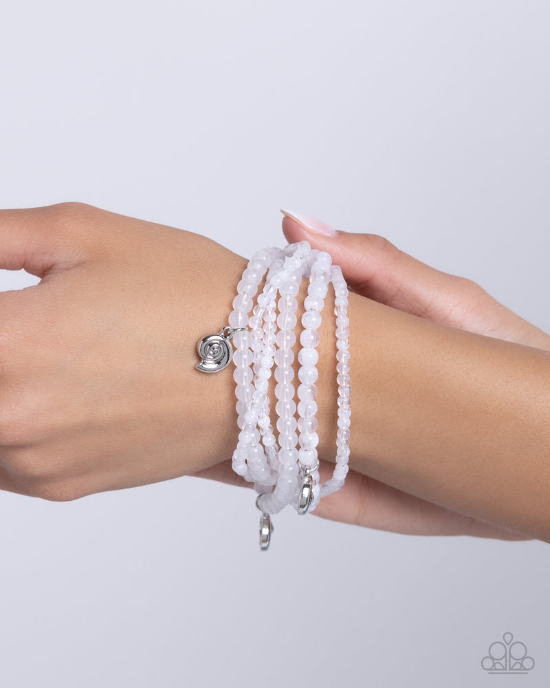 Swirling Shopaholic - White Bracelet - Paparazzi Accessories