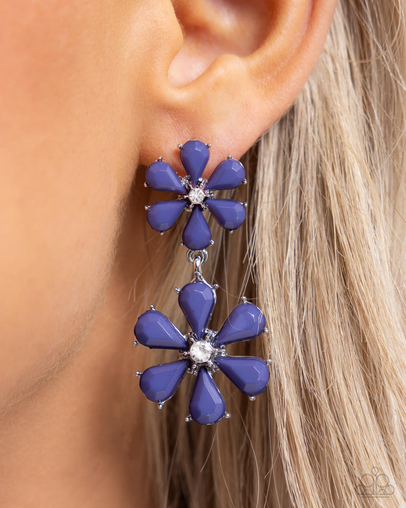 A Blast of Blossoms - Blue Post Earrings - Paparazzi Accessories