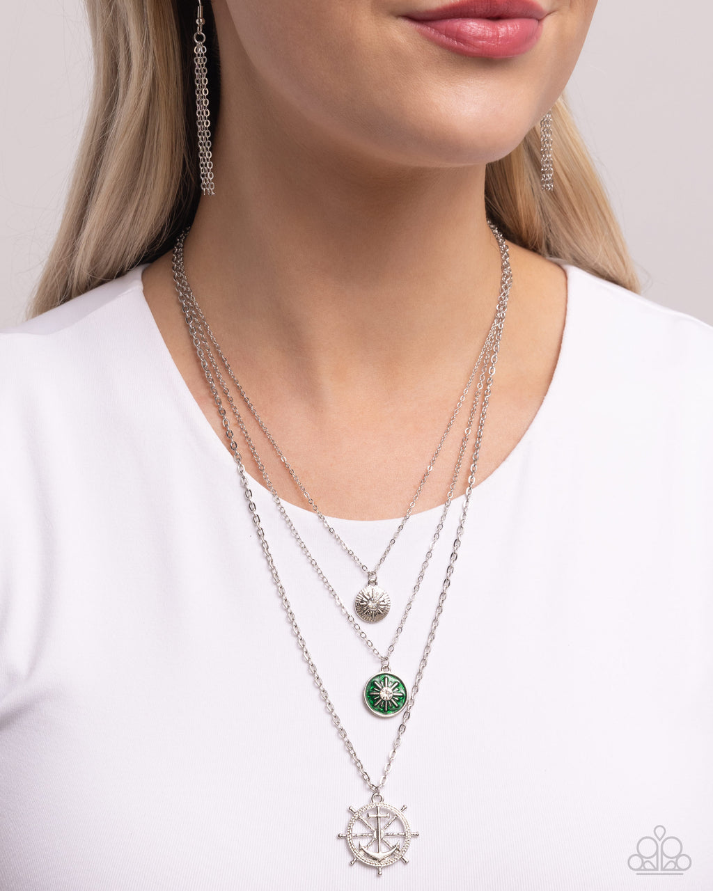 Anchor Arrangement - Green Necklace - Paparazzi Accessories