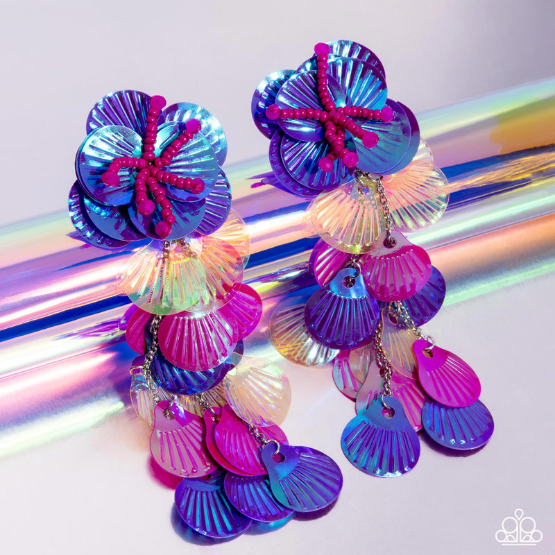 Under the Waves - Purple Post Earrings - Paparazzi Accessories