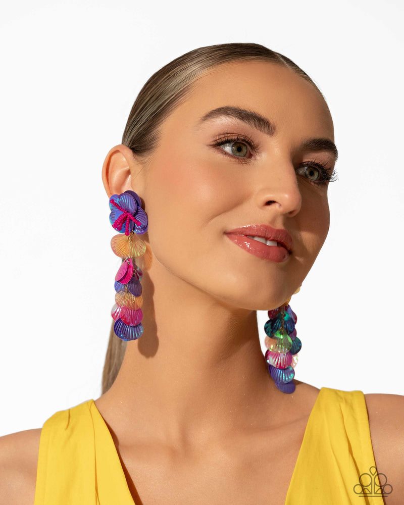 Under the Waves - Purple Post Earrings - Paparazzi Accessories