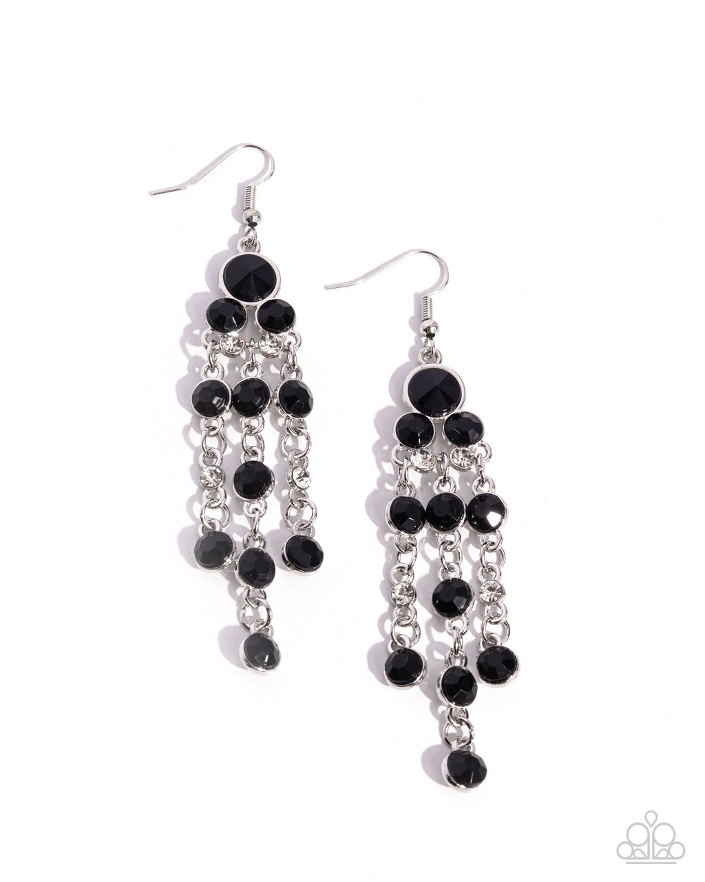 five-dollar-jewelry-cascading-clarity-black-earrings-paparazzi-accessories