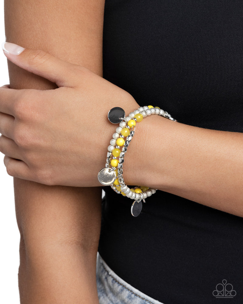 Boundless Beaches - Yellow Bracelet - Paparazzi Accessories