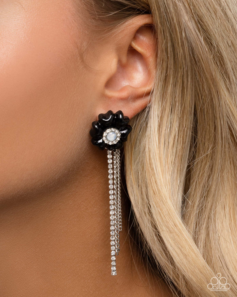 Floral Fuel - Black Post Earrings - Paparazzi Accessories