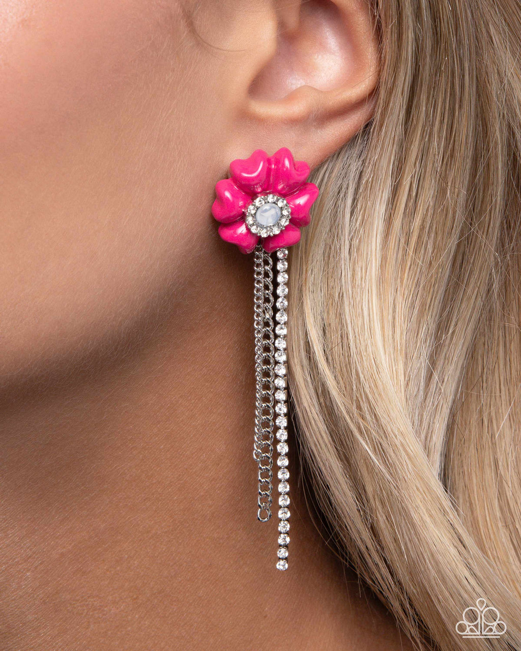 Floral Fuel - Pink Post Earrings - Paparazzi Accessories