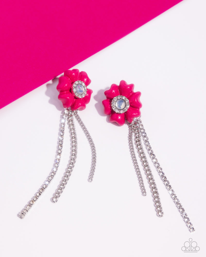 Floral Fuel - Pink Post Earrings - Paparazzi Accessories