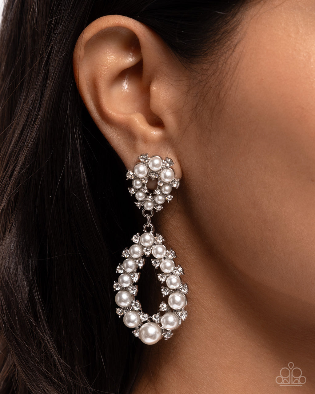 Dapper Debut - White Post Earrings - Paparazzi Accessories