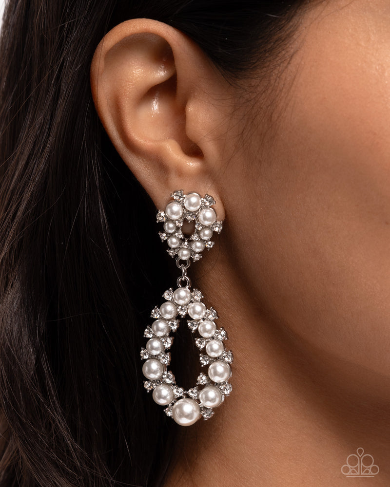 Dapper Debut - White Post Earrings - Paparazzi Accessories