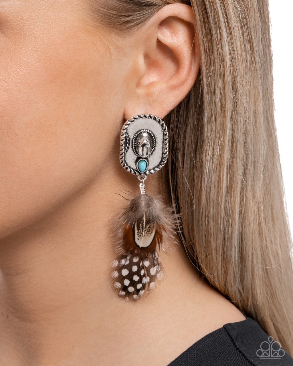 Feathered Fairy Tale - Brown Post Earrings - Paparazzi Accessories