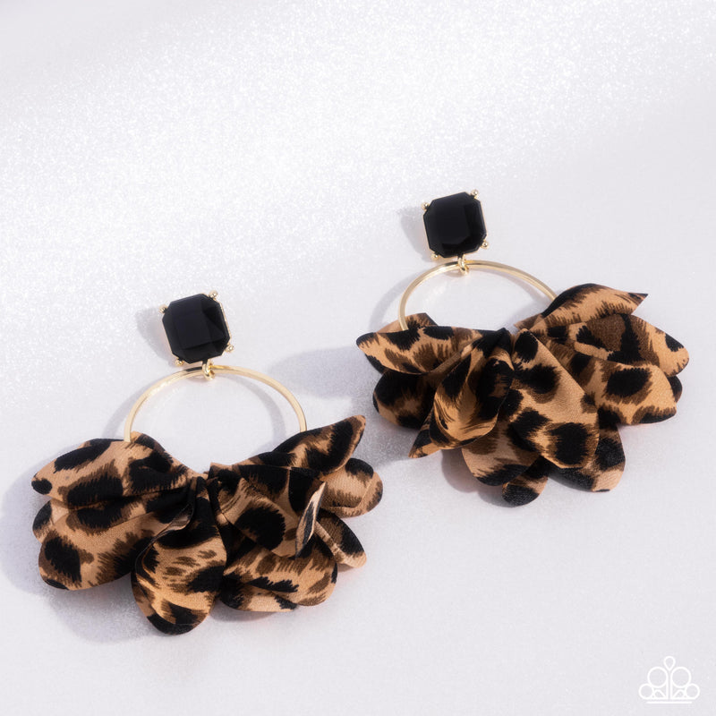 Charming Cheetah - Gold Post Earrings - Paparazzi Accessories