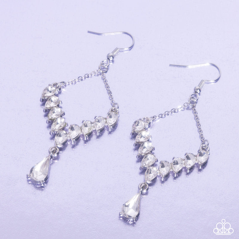 Dripping Drama - White Earrings - Paparazzi Accessories