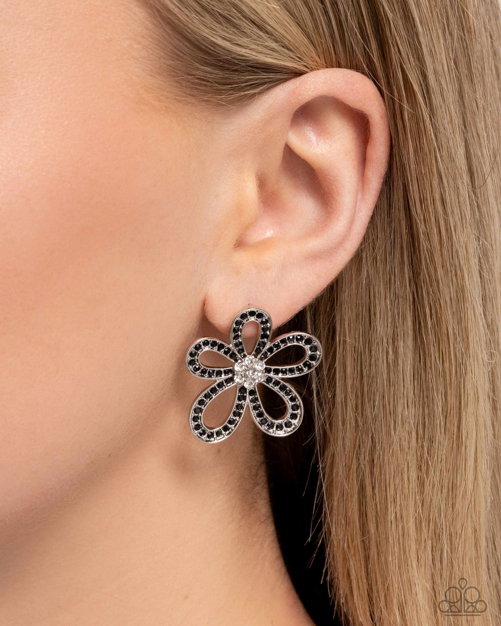 Blooming Belle - Black Post Earrings - Paparazzi Accessories