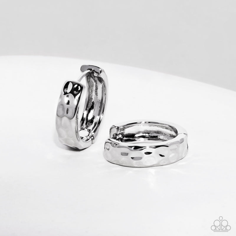 Hammered Hyperaware - Silver Earrings - Paparazzi Accessories