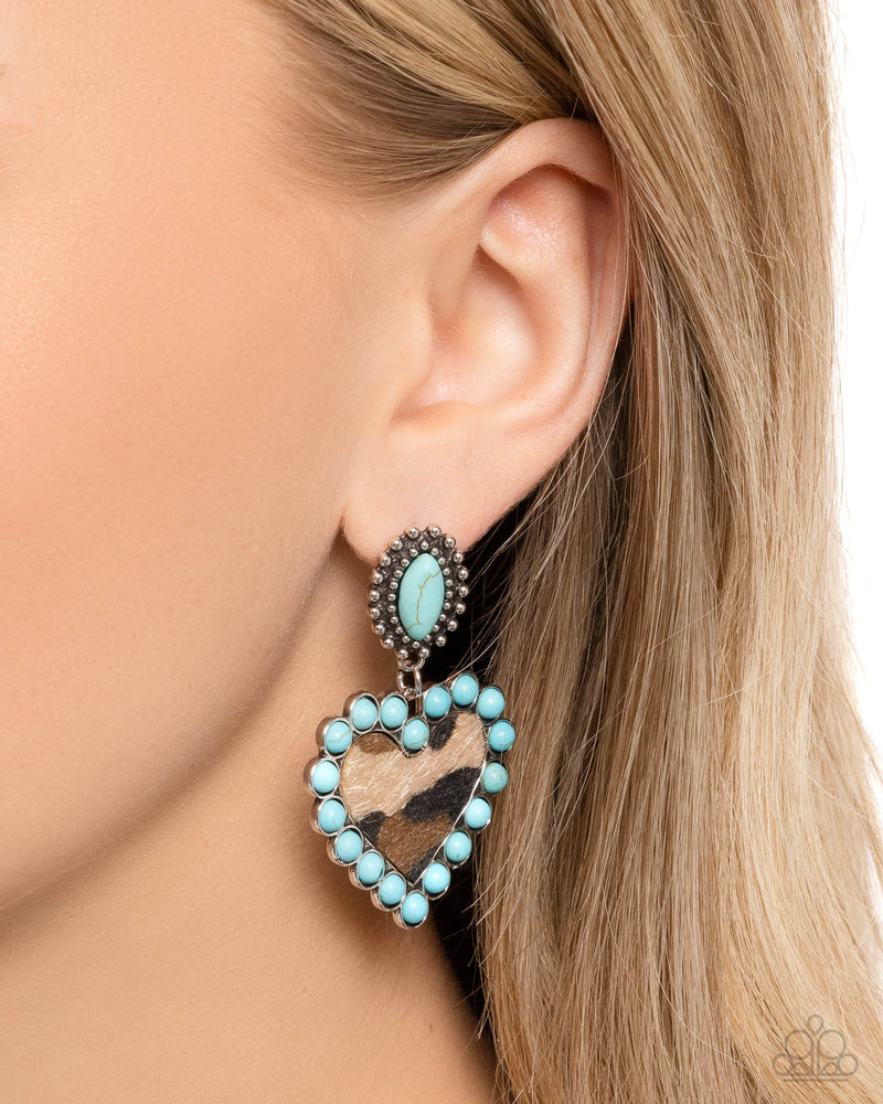 Whimsical Wrangler - Blue Post Earrings - Paparazzi Accessories