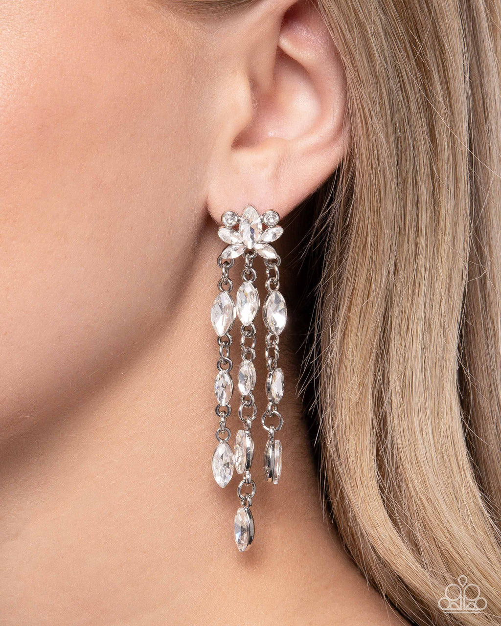 Lively Lure - White Post Earrings - Paparazzi Accessories