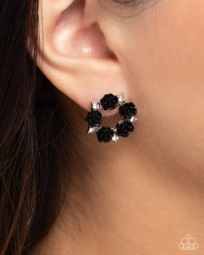 Grace Personified - Black Post Earrings - Paparazzi Accessories