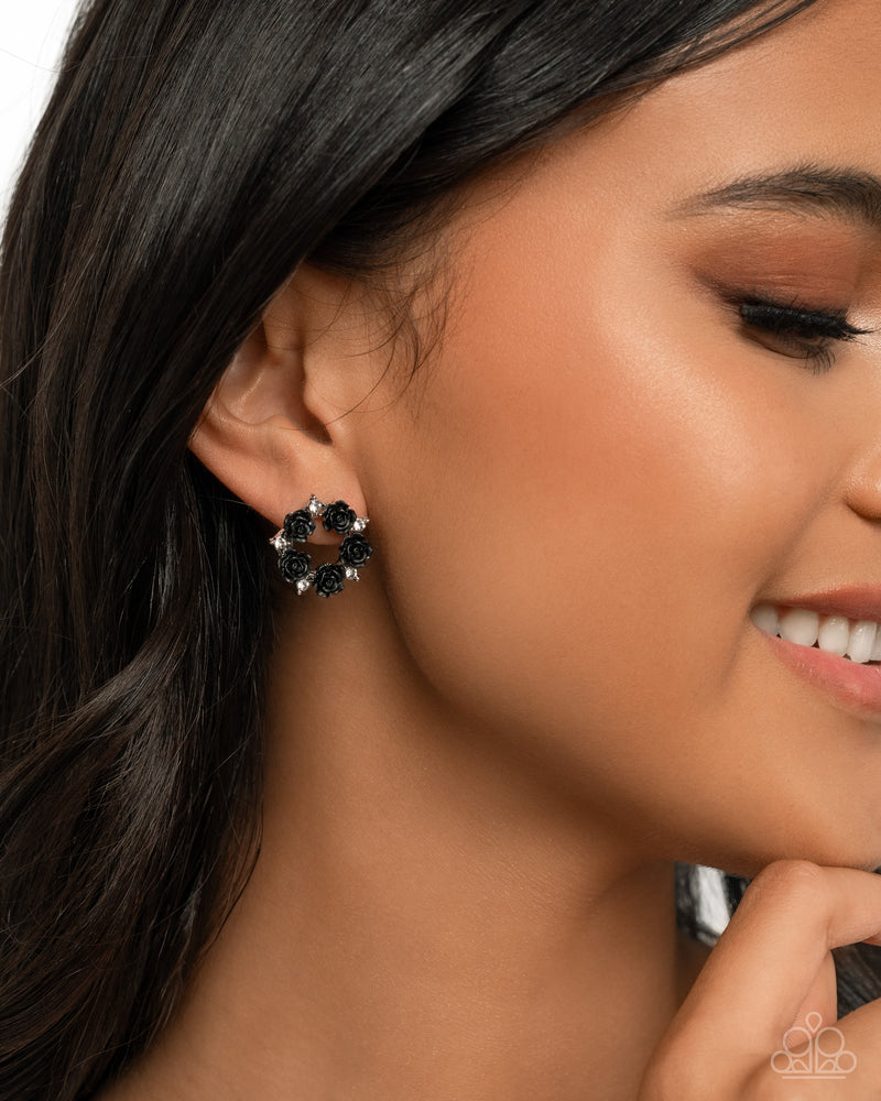 Grace Personified - Black Post Earrings - Paparazzi Accessories