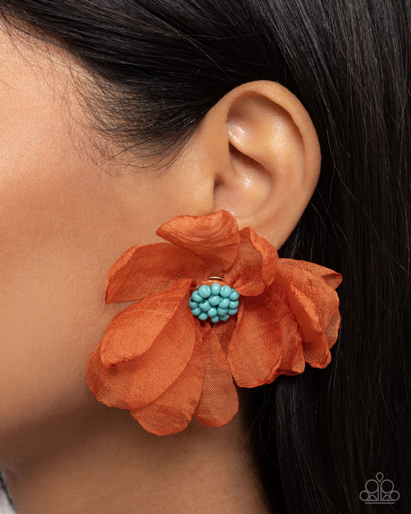 Part Of Your World - Orange Post Earrings - Paparazzi Accessories