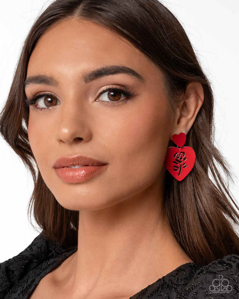 Showstopping Silhouette - Red Post Earrings - Paparazzi Accessories