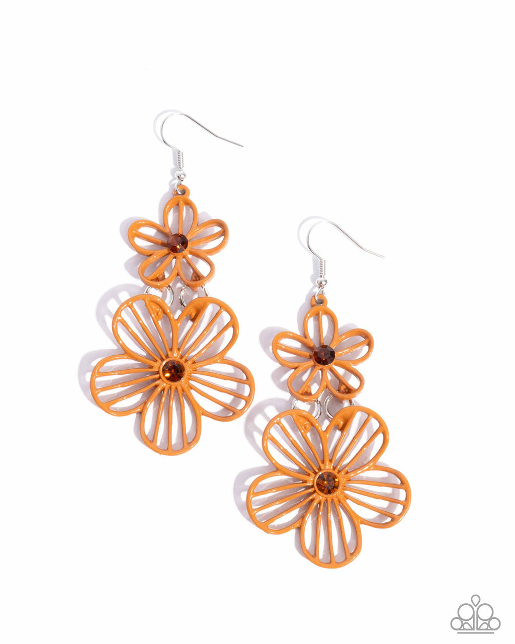 five-dollar-jewelry-textured-tiers-orange-earrings-paparazzi-accessories