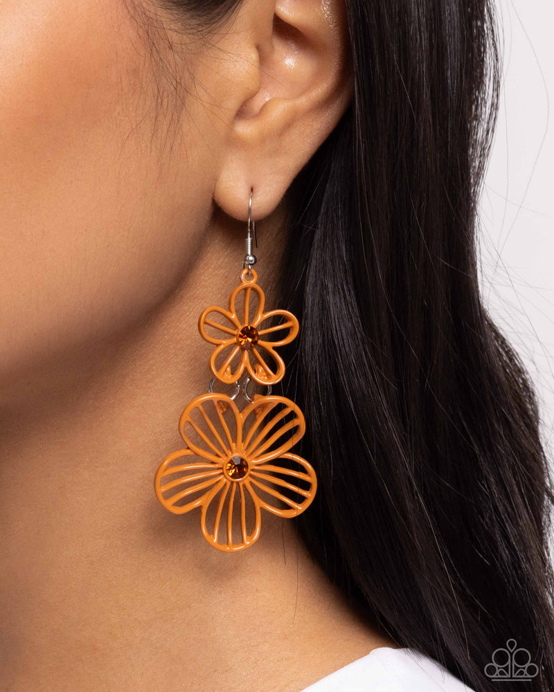 Textured Tiers - Orange Earrings - Paparazzi Accessories