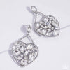 Glittery Gait - White Post Earrings - Paparazzi Accessories