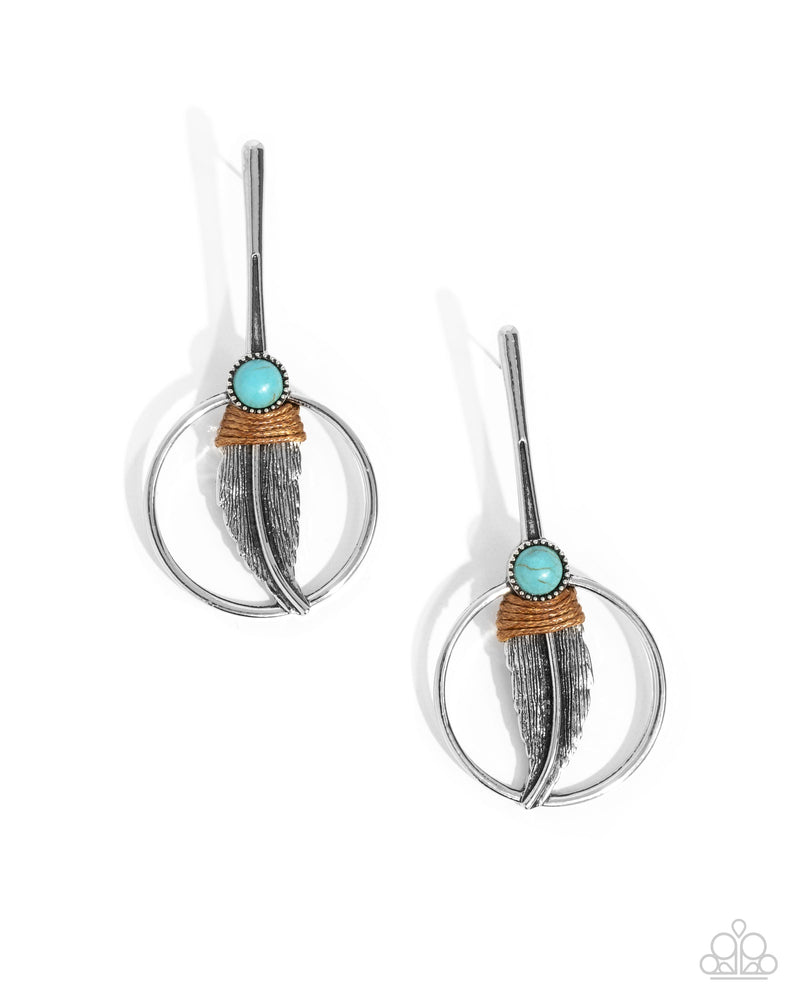 five-dollar-jewelry-feathered-future-blue-post earrings-paparazzi-accessories