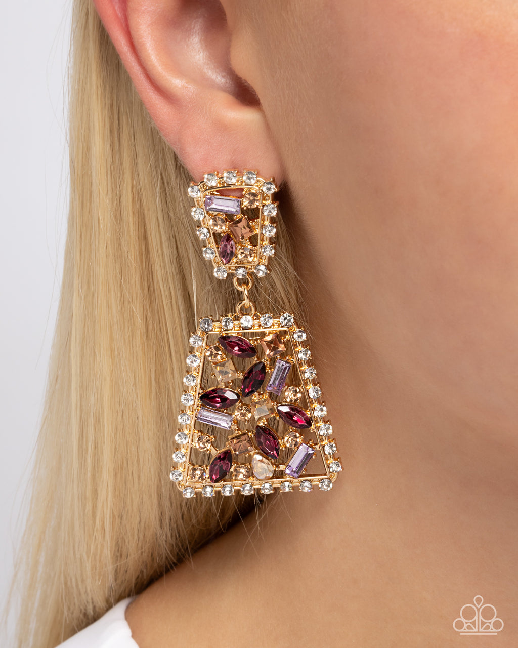 Glistening Gala - Purple Post Earrings - Paparazzi Accessories