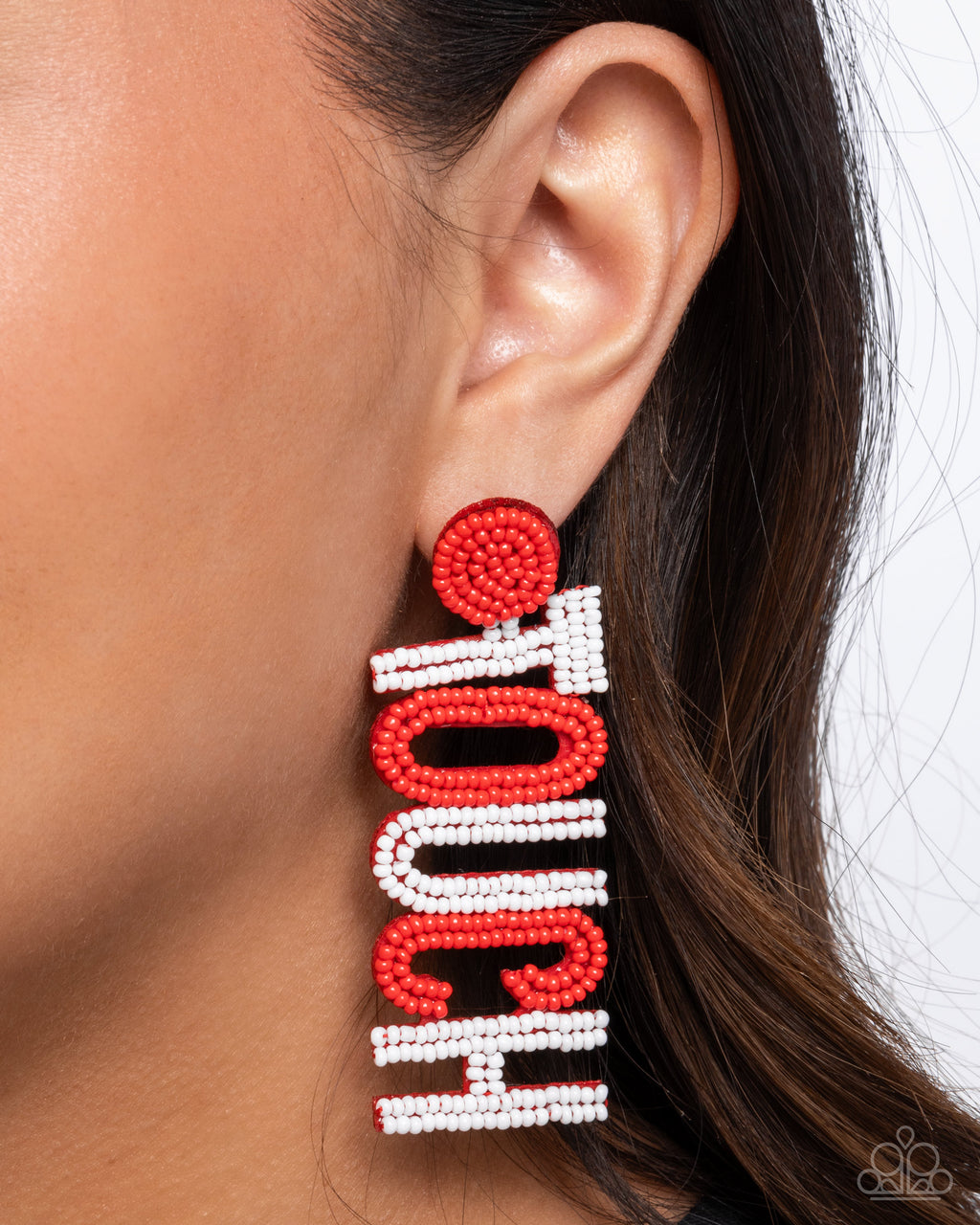 Touchdown Texture - Red Post Earrings - Paparazzi Accessories