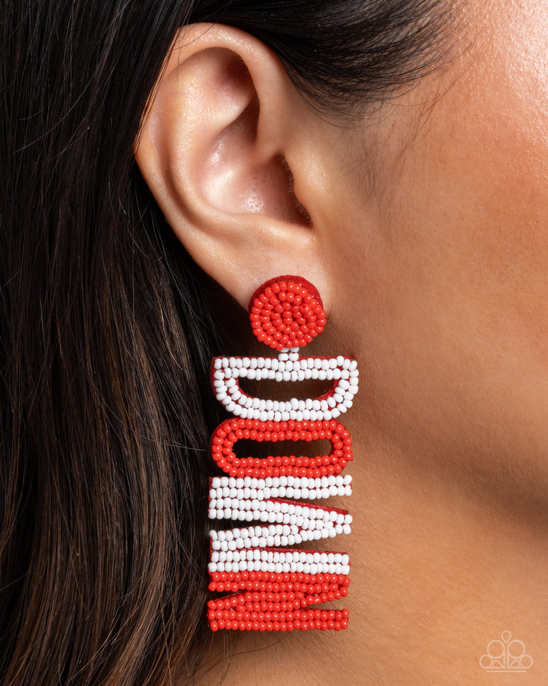 Touchdown Texture - Red Post Earrings - Paparazzi Accessories