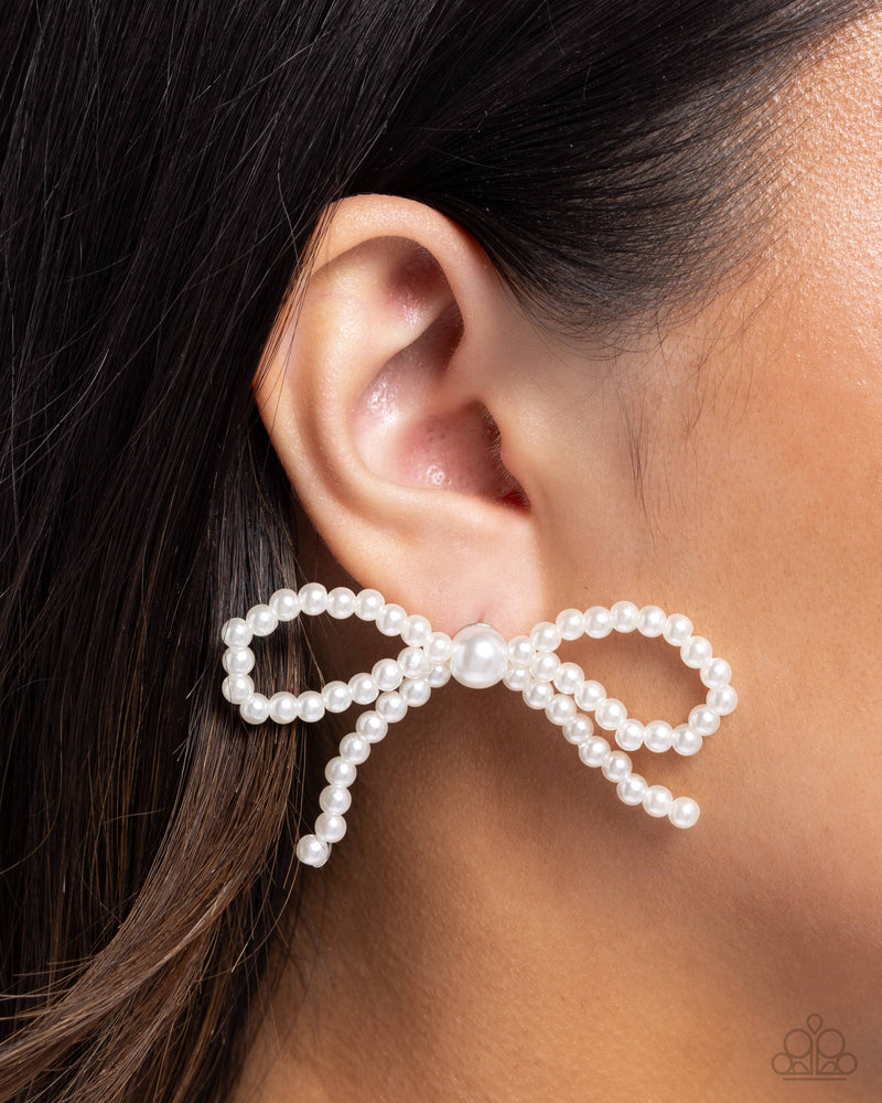 Better Ballerina - White Post Earrings - Paparazzi Accessories