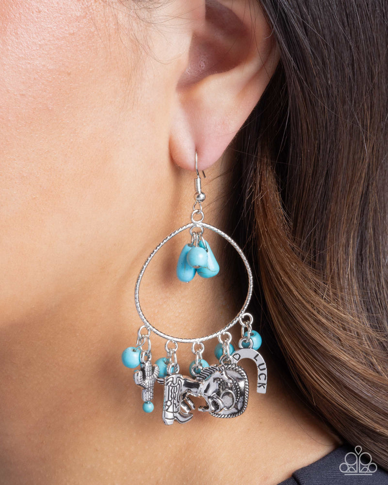 Western Whisper - Blue Earrings - Paparazzi Accessories