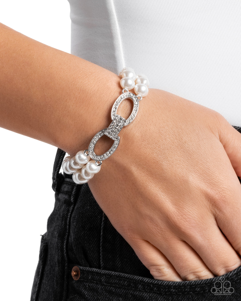 Fancy-Free Fanfare - White Bracelet - Paparazzi Accessories