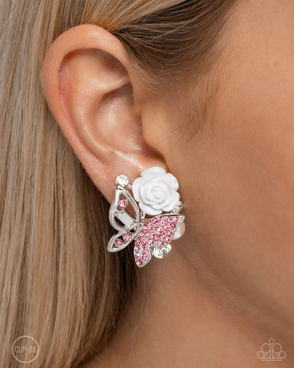 Fanciful Facade - Pink Clip-On - Paparazzi Accessories