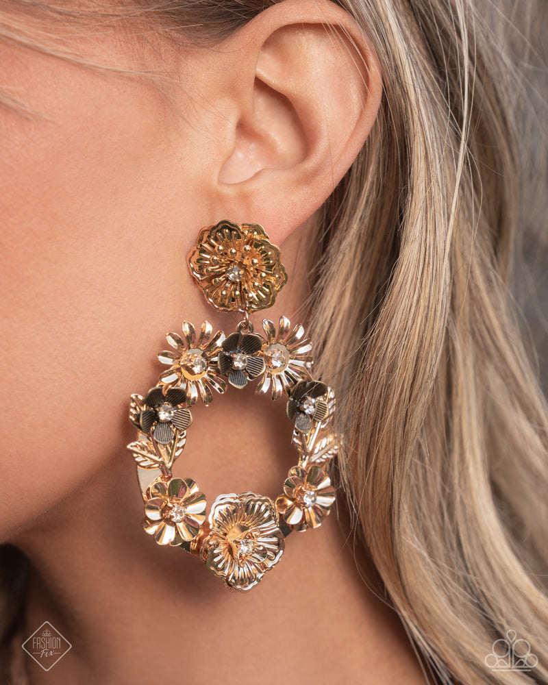 Graceful Garden - Gold Post Earrings - Paparazzi Accessories