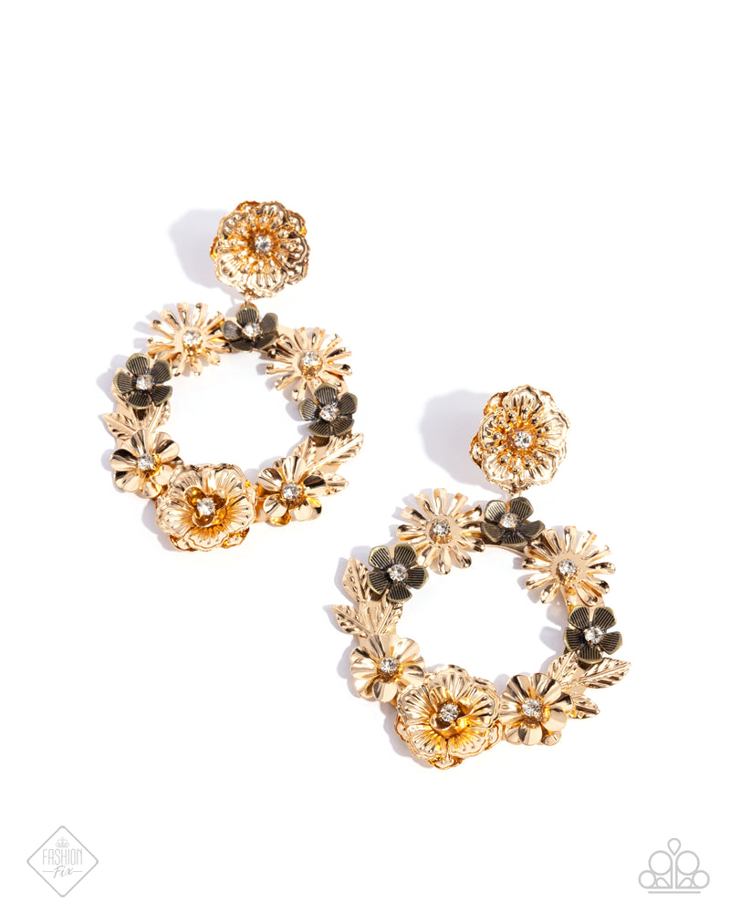 five-dollar-jewelry-graceful-garden-gold-post earrings-paparazzi-accessories