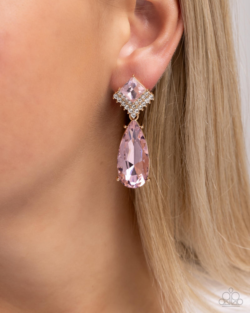 Diamond Life - Pink Post Earrings - Paparazzi Accessories